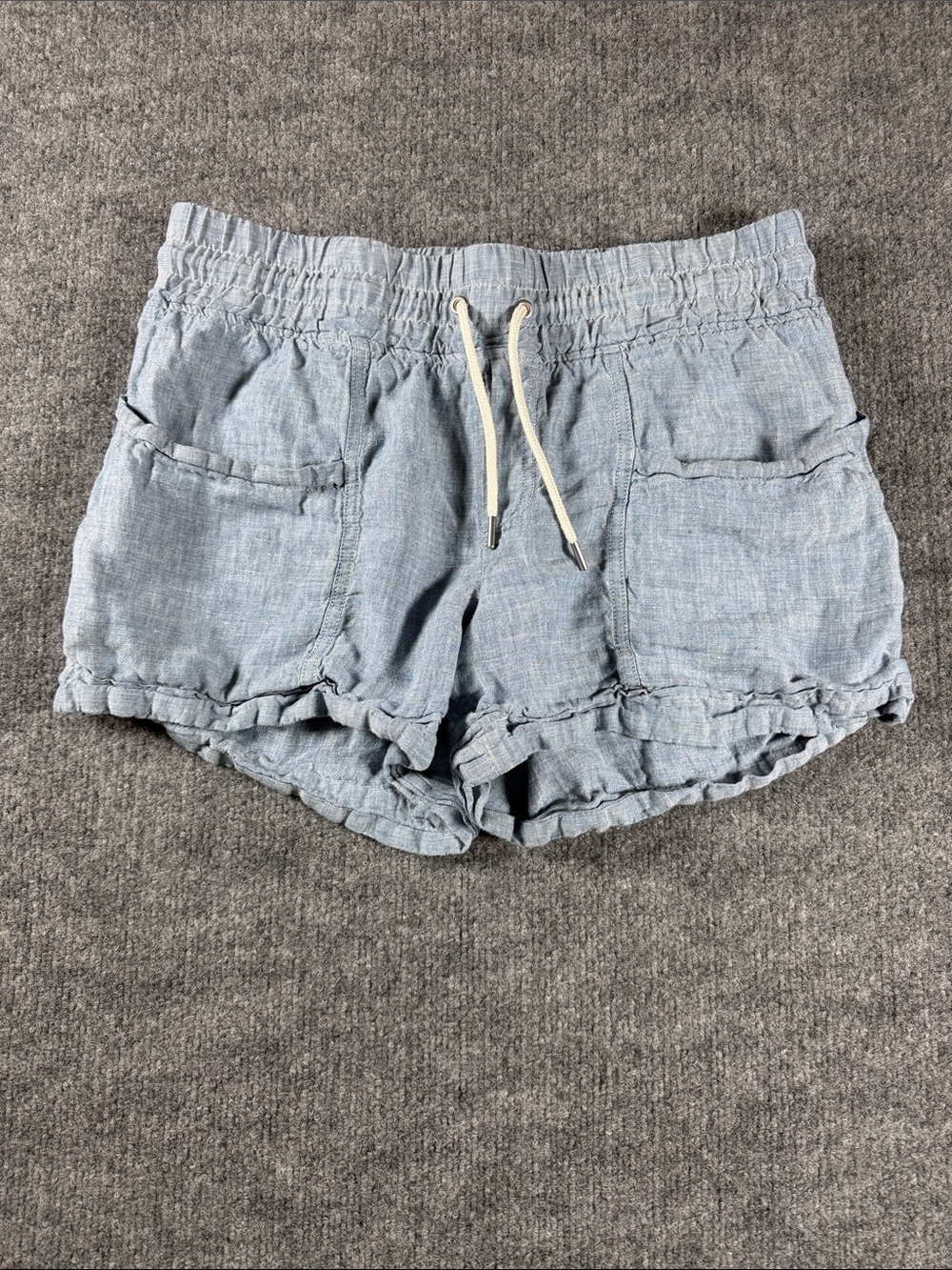 Athleta Cabo Linen 4” Shorts Chambray Blue Pull On
